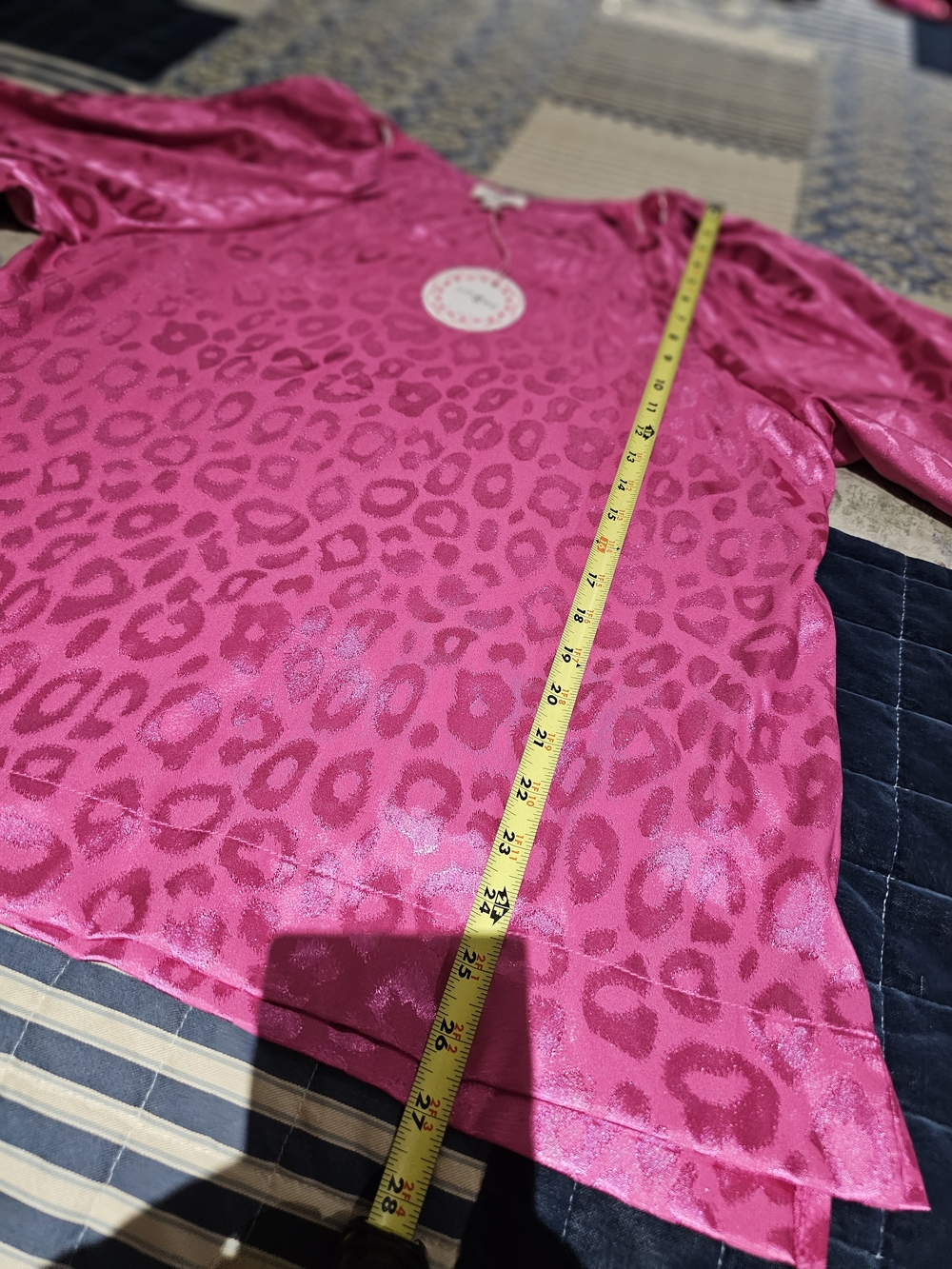 Umgee Hot Pink Leopard Satin Blouse - Picture 10 of 10